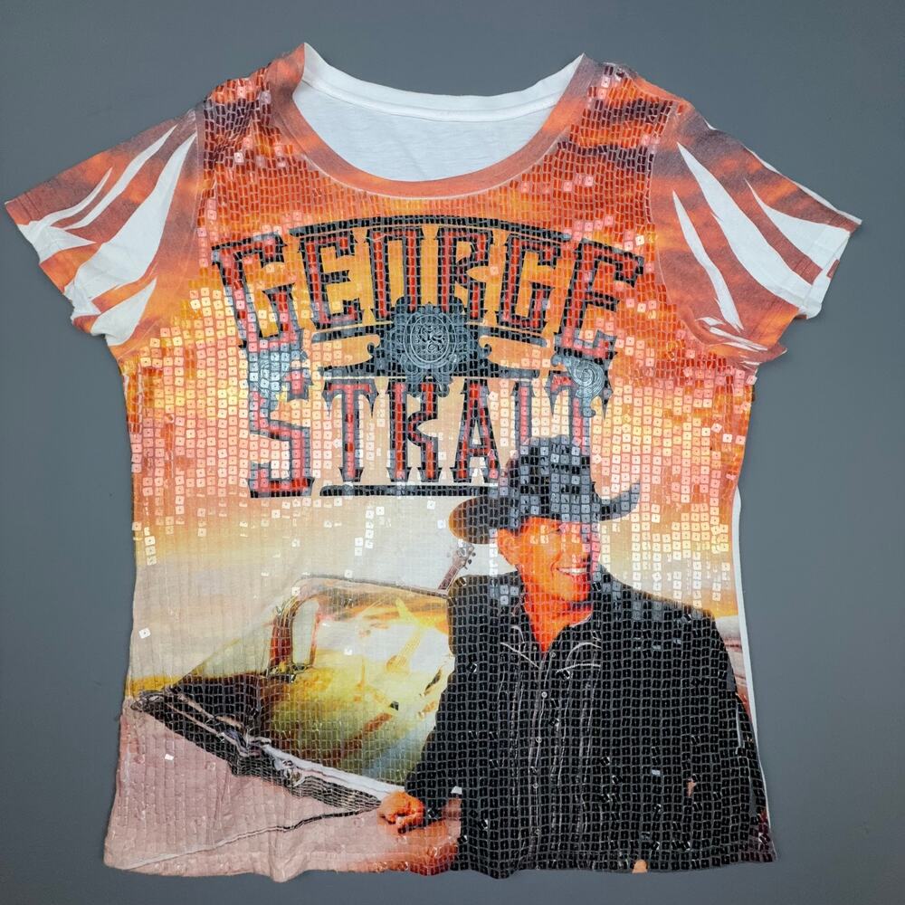 George Strait Faux Sequin Graphic Tee